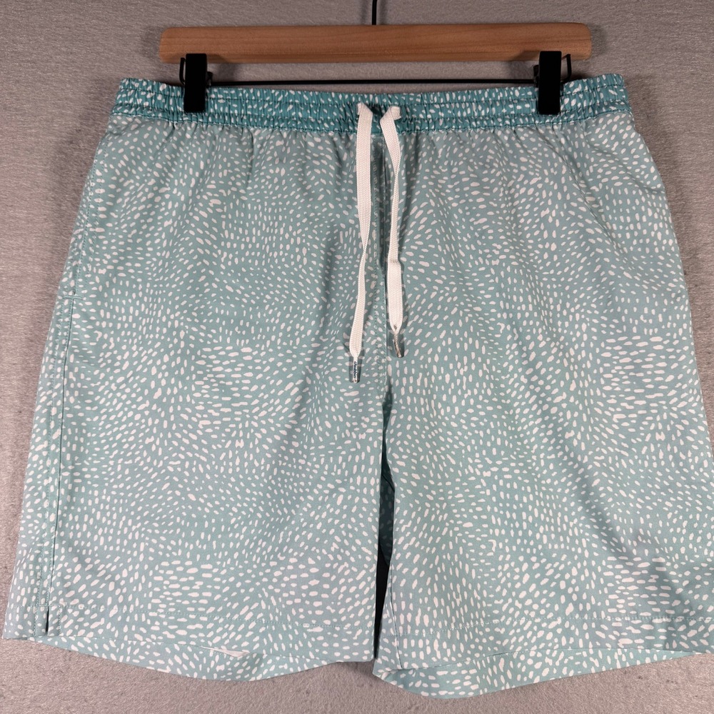 Chubbies Teal White Abstract Dot Swim Trunks Mesh Lined XL Youth 18/20